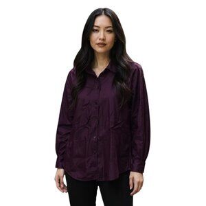 Express Silk Button Down Blouse Burgundy Size M Vintage